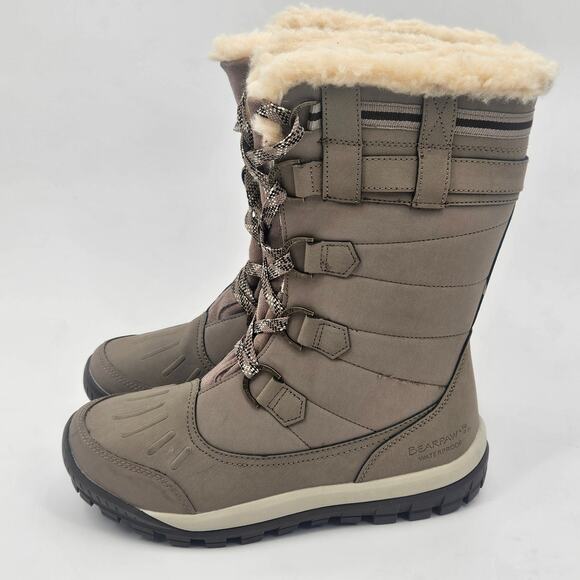 BearPaw Desdemona Genuine Sheepskin Lined Lace Up Boot Stone‎ Gray Size US 9 - Picture 5 of 15
